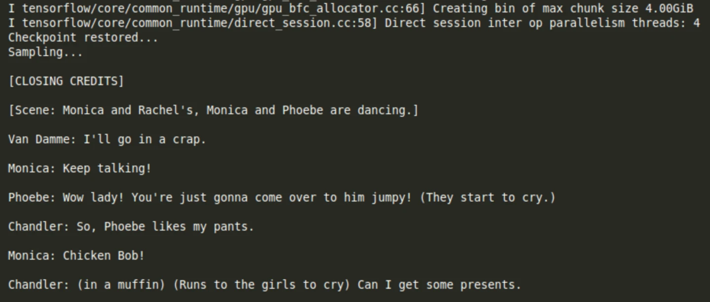 A scene from a machine-generated script for Friends