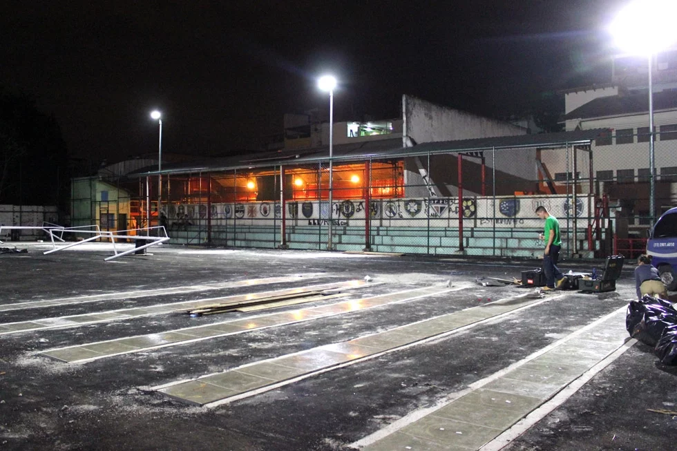 The community soccer pitch in Morro da Mineira before the Astroturf covers the 200 Pavegen tiles
