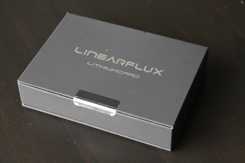 The LithiumCard is presented in smart black packaging