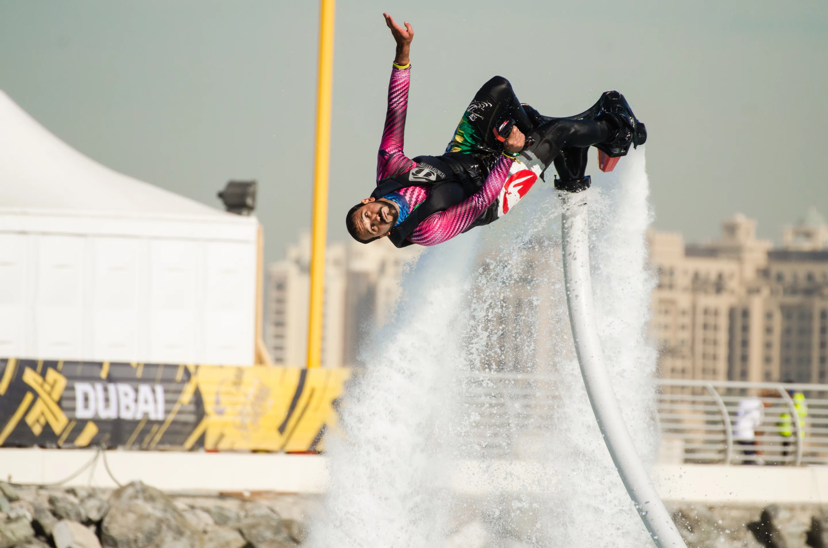 Antonio Martinez-Yague of Spain finished fourth in the inaugural Veterans Flyboard World Cup held in Dubai, December, 2014. Photo: Liam McKenna