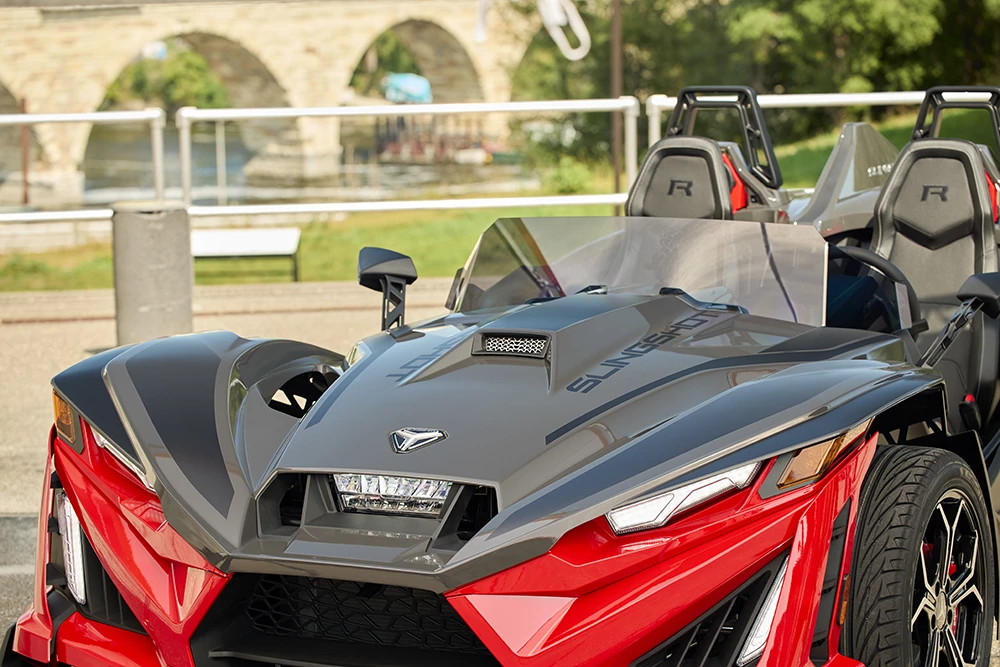 The 2025 Slingshot R's upper intake is more accentuated, thanks to changes to the lower portions of the hood and grille