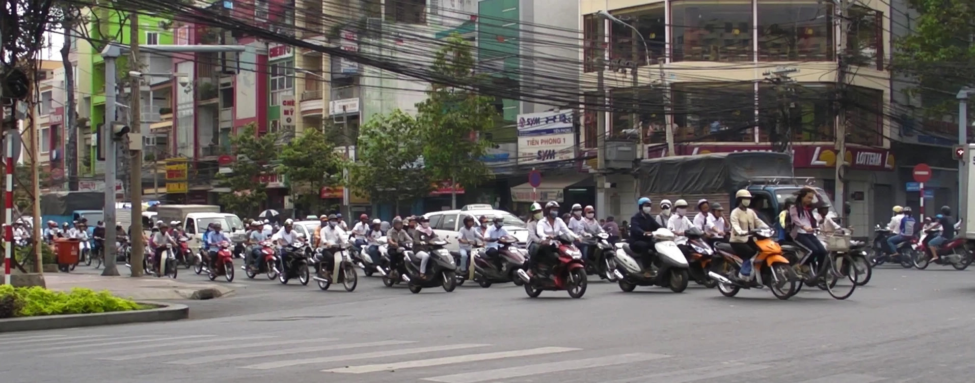 Predominantly scooter traffic in Ho Chi Minh City