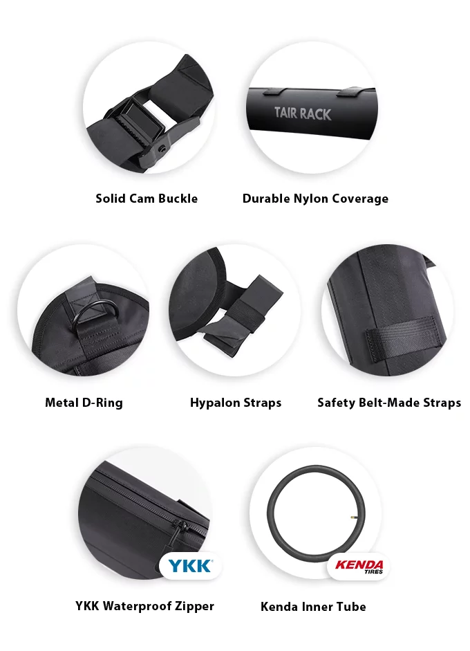 Components making up the Tair roof rack system