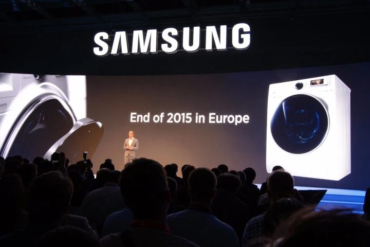 Samsung's Dan Harvie reveals that the AddWash machine will be released in Europe by the end of 2015