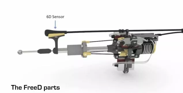 The 6D sensor attached to the shaft of the FreeD monitors the device's movements