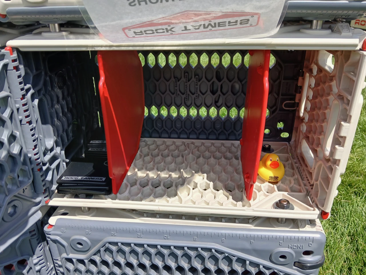 The Traction Crate includes dividers to organize cargo, and you can even store it on its side so it works more like a cabinet, making it easy to access without removing it from the vehicle