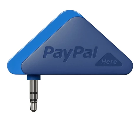 The PayPal Here card reader attaches to a smartphone's audio jack