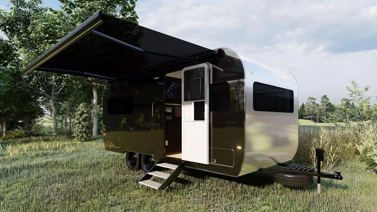 The new Coast camping trailer from Aero Build includes a host of electrical conveniences, such as a motorized awning and push-button hitch lift