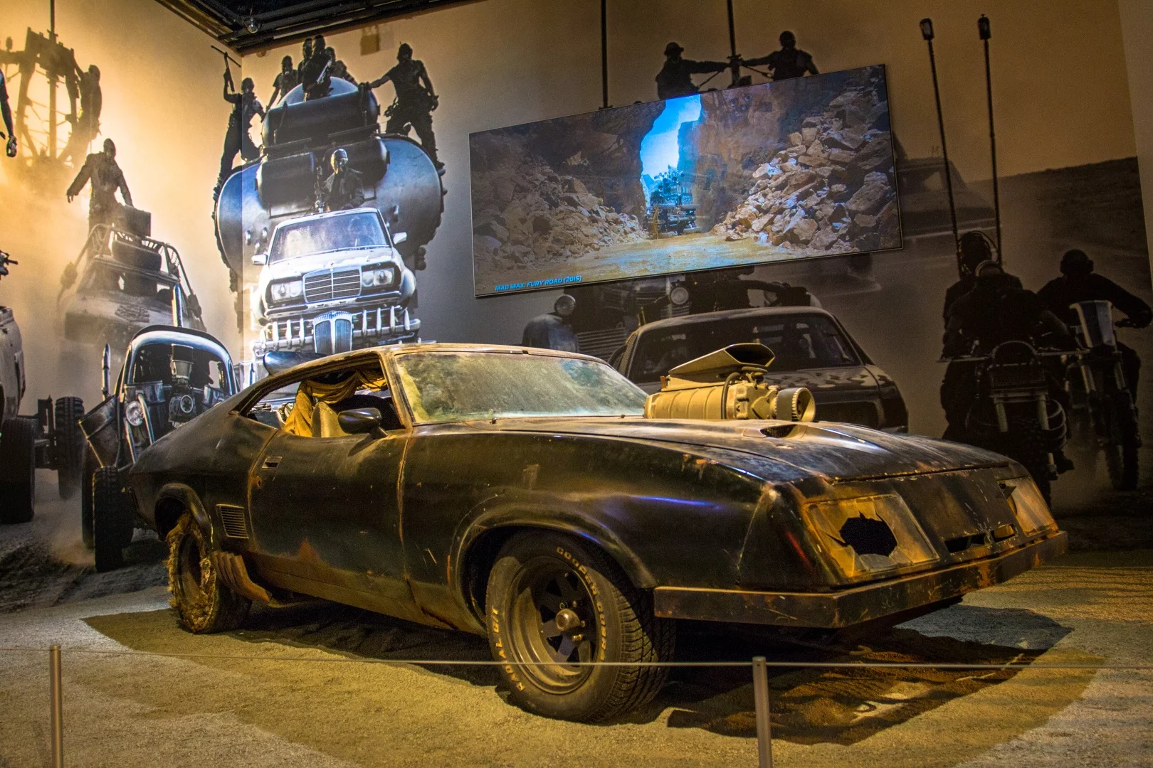 Added to Mad Max: Fury Road as a nod to the iconic vehicles from the original Mad Max movies, this is a 1973 Ford Falcon XB GT Coupe, done up like the Main Force Patrol V-8 Interceptor that Mel Gibson used to get around in.