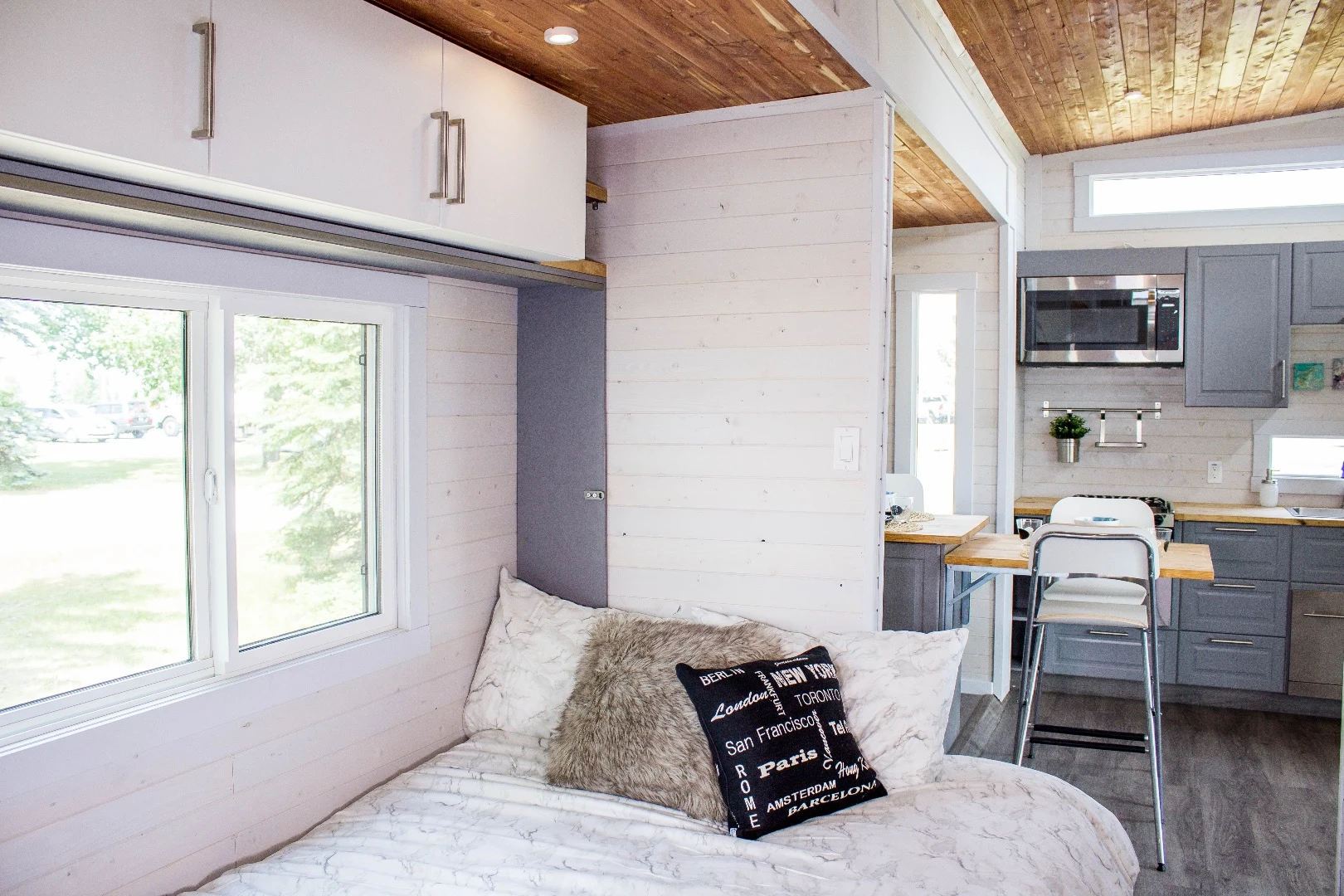 The Aurora's office space turns into a bedroom with a Murphy-style drop-down bed
