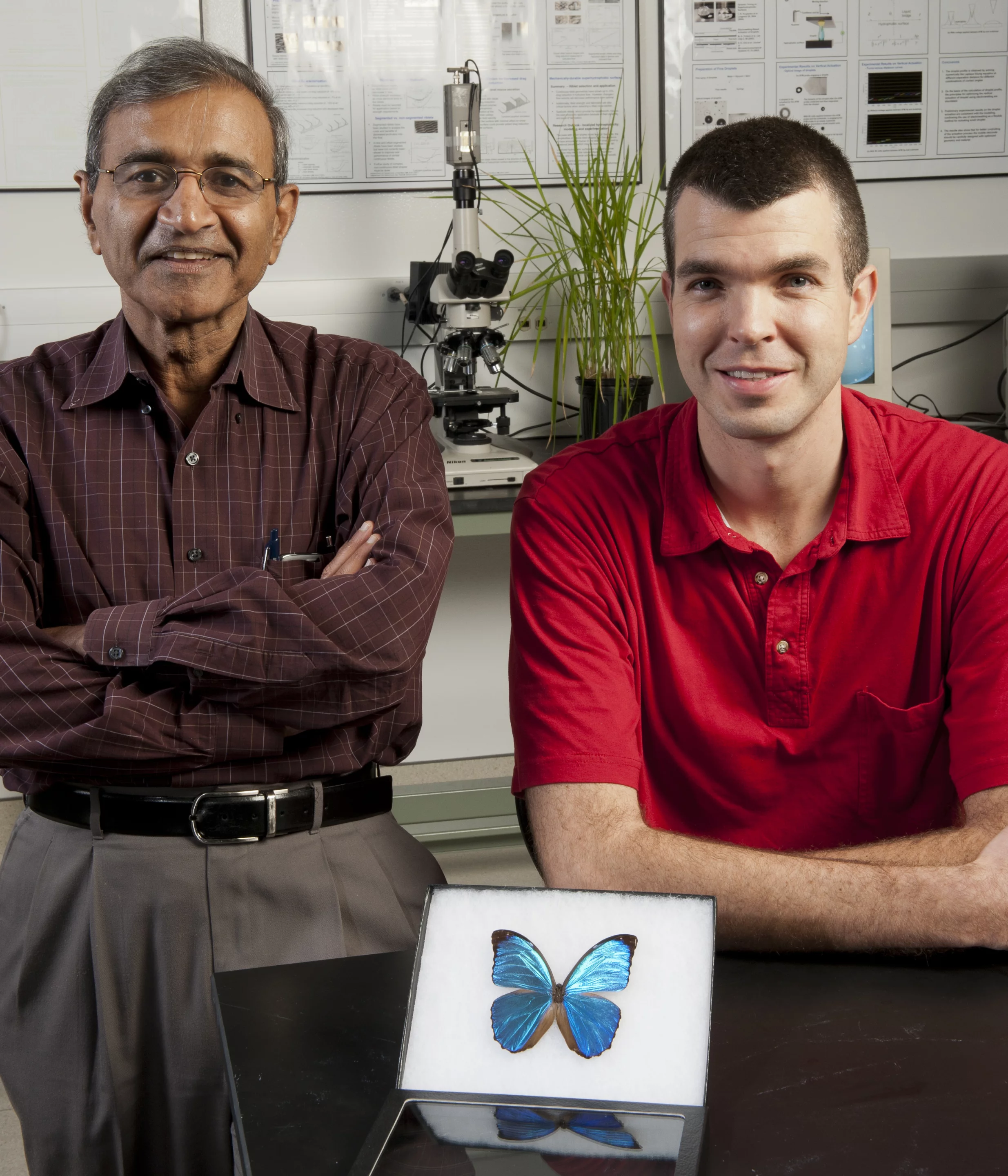 Researchers Bharat Bhushan and Gregory Bixler (Photo: Jo McCulty, courtesy of Ohio State University)