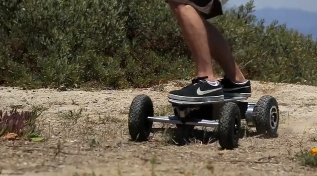 The off-road hardware gives the board grip and control in the dirt