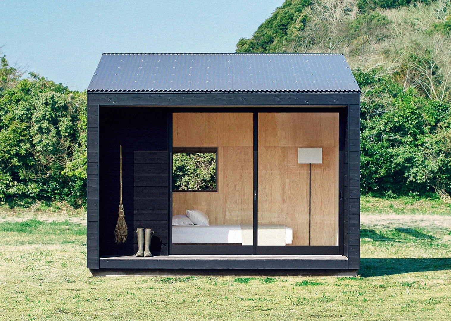 The Muji Hut's interior is very simple and comprises just one room, ready for owners to add as much or little as they need