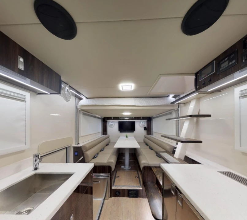 Looking ahead toward the kitchen and dining area