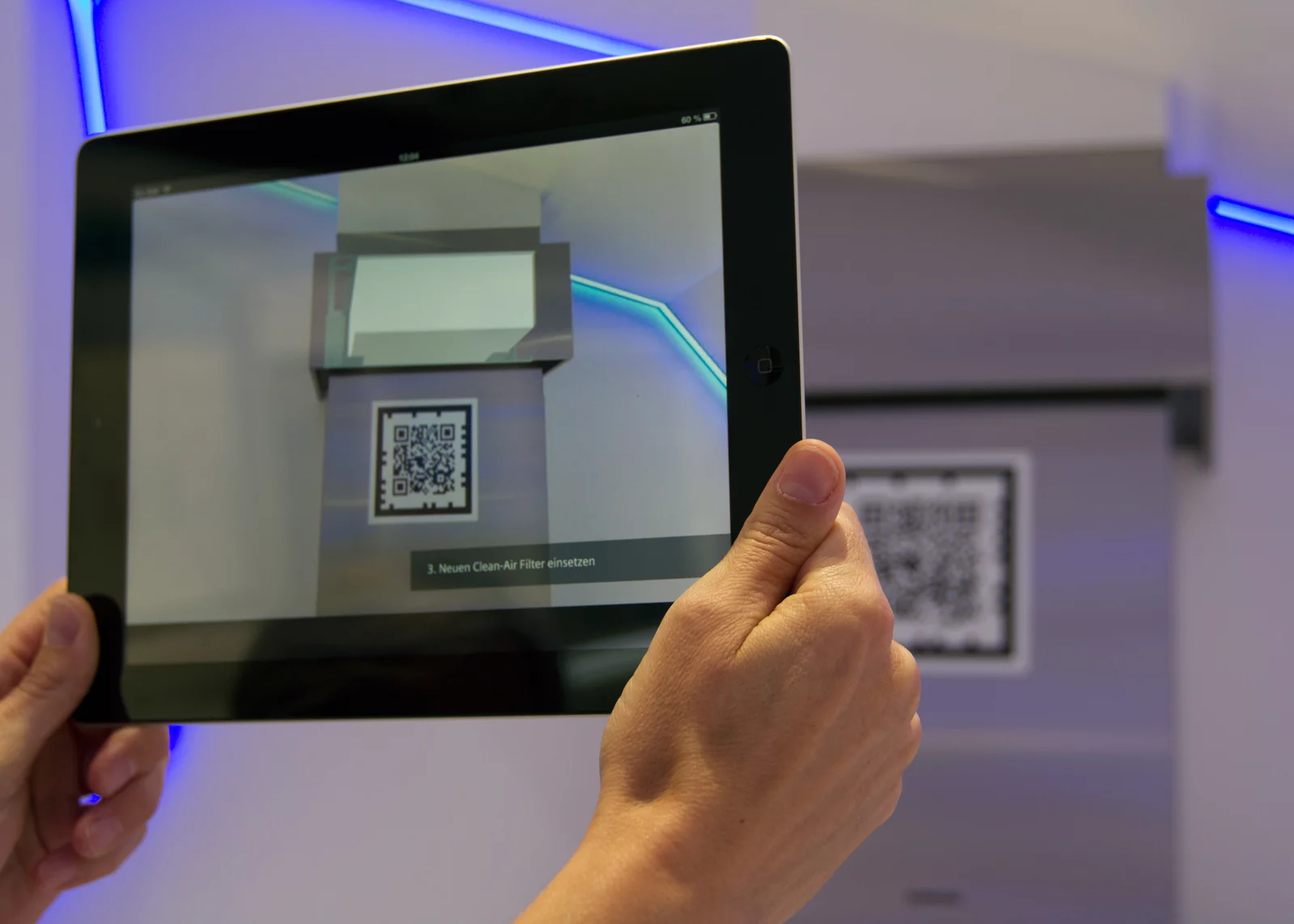 Siemen's app gives AR instructions on how to replace the range hood's filter