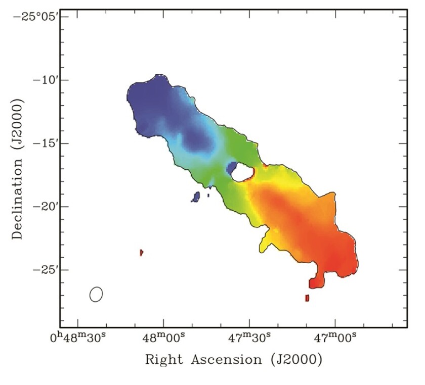 ASKAP's ‘snapshot’ image of the galaxy NGC 253 (Image: Paolo Serra and the ACES team/CSIRO)
