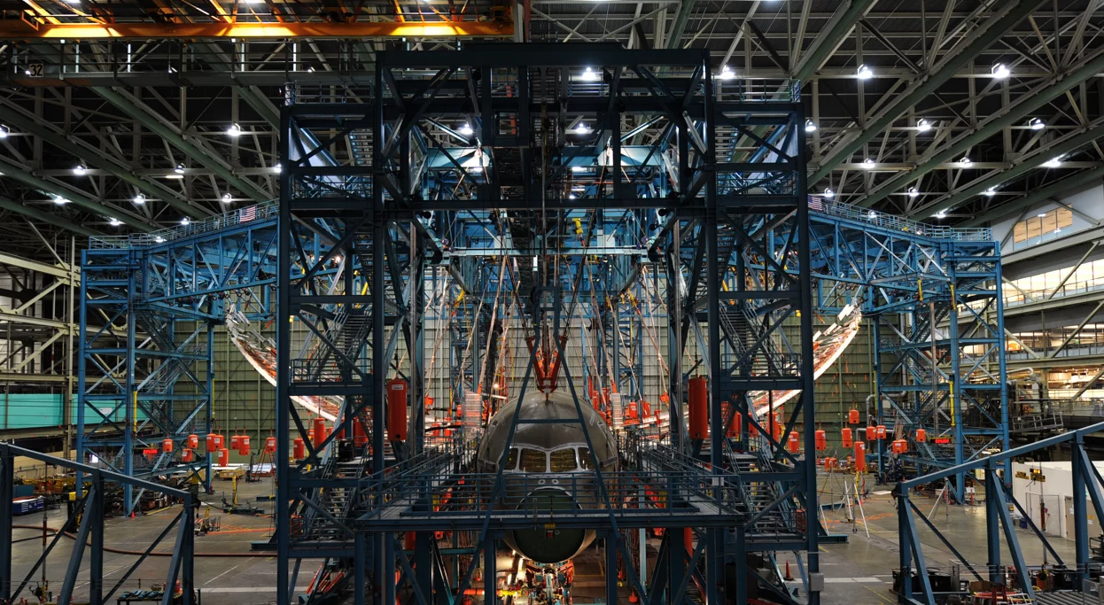 Flex test - the 787 was subjected to loads 150 percent greater than it can expect to endure during service (Photo: Boeing)