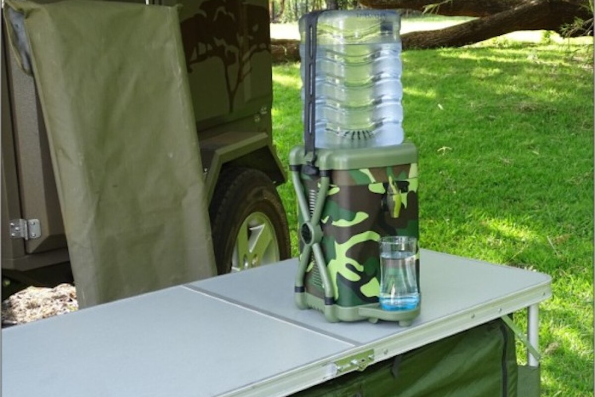 Outdoor water cooler and filter brings a Little Luxury to camping