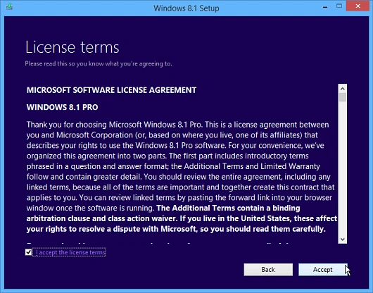 As always, you'll need to agree to the Microsoft terms of service