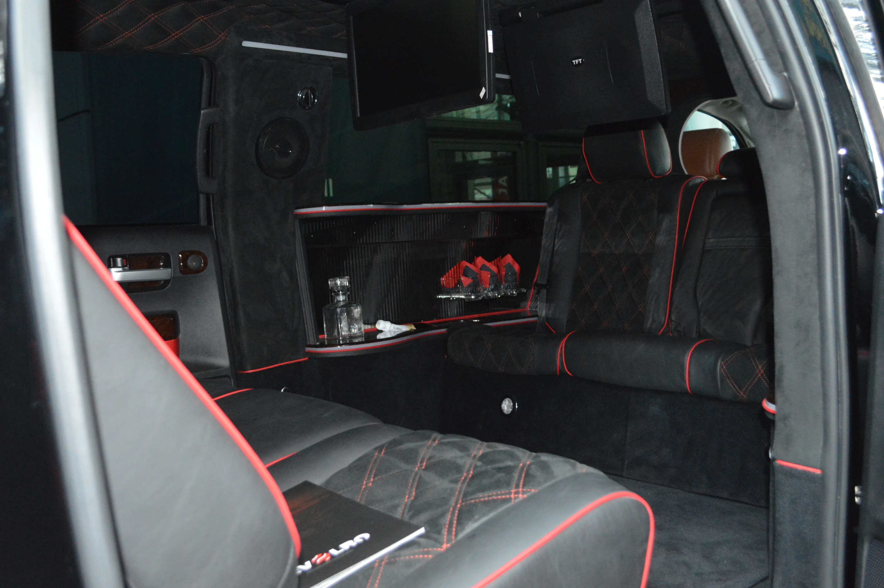 Inside the passenger cab of the Devolro limo