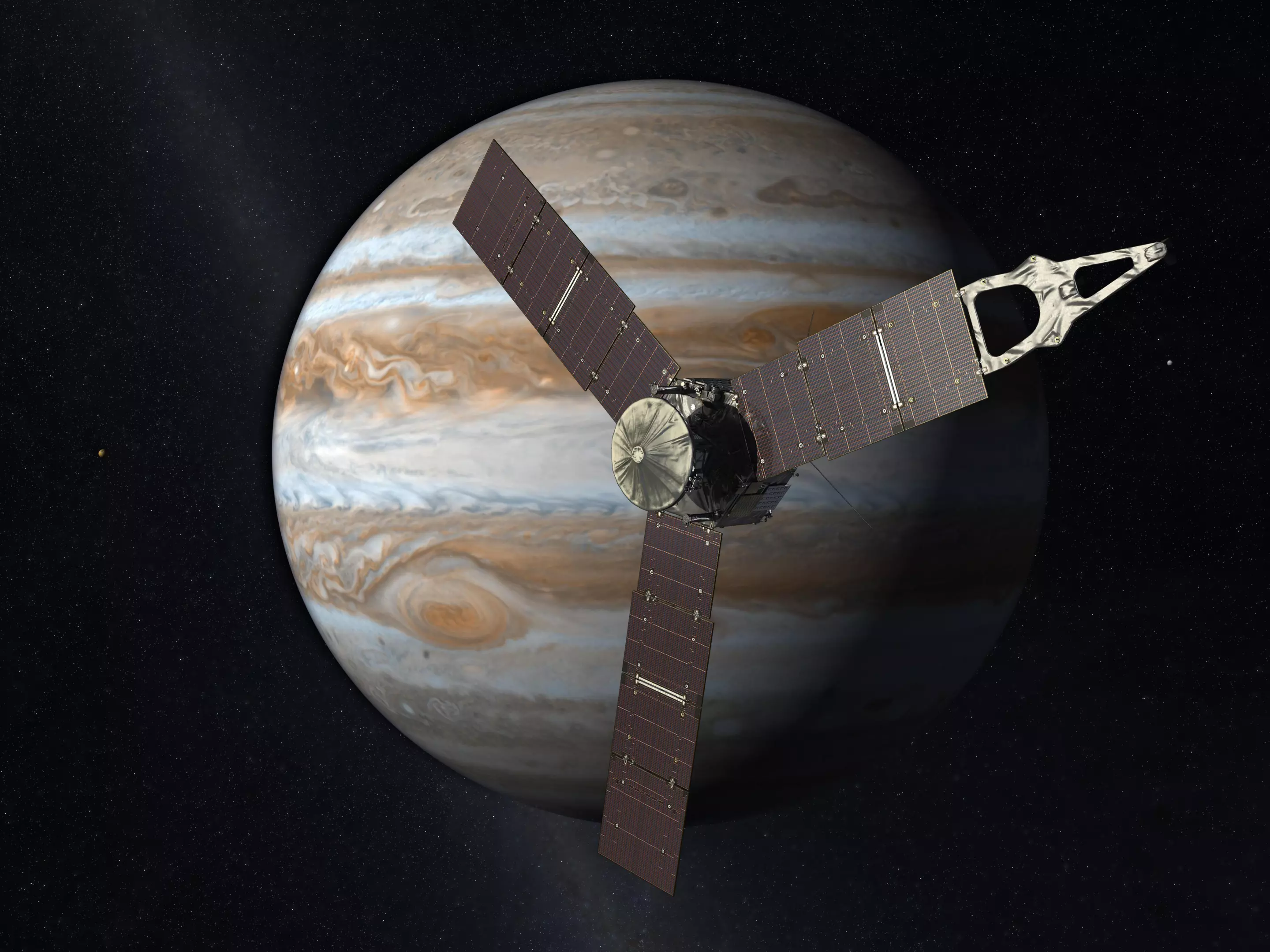Artist's concept of Juno arriving at Jupiter (Image: NASA/JPL-Caltech)