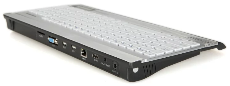 The CoolShip desktop computer has two USB 2.0 ports, 3.5-mm audio in and out, an SD card slot, Ethernet LAN, and 802.11b/g/n Wi-Fi technology