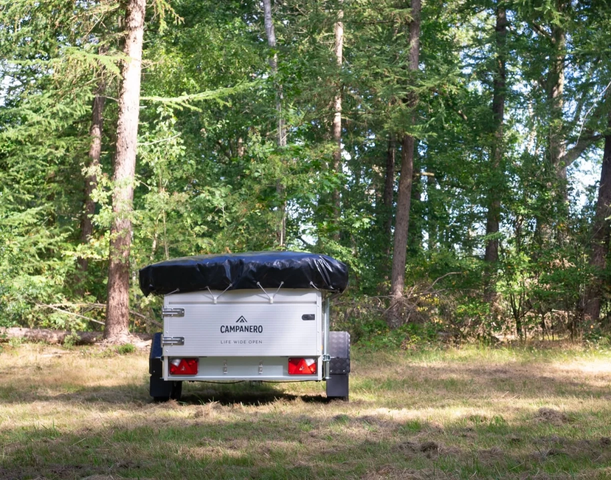 The Campanero packs up into a low, lightweight trailer meant to be towed by EVs and small vehicles as well as more traditional tow vehicles like SUVs and trucks