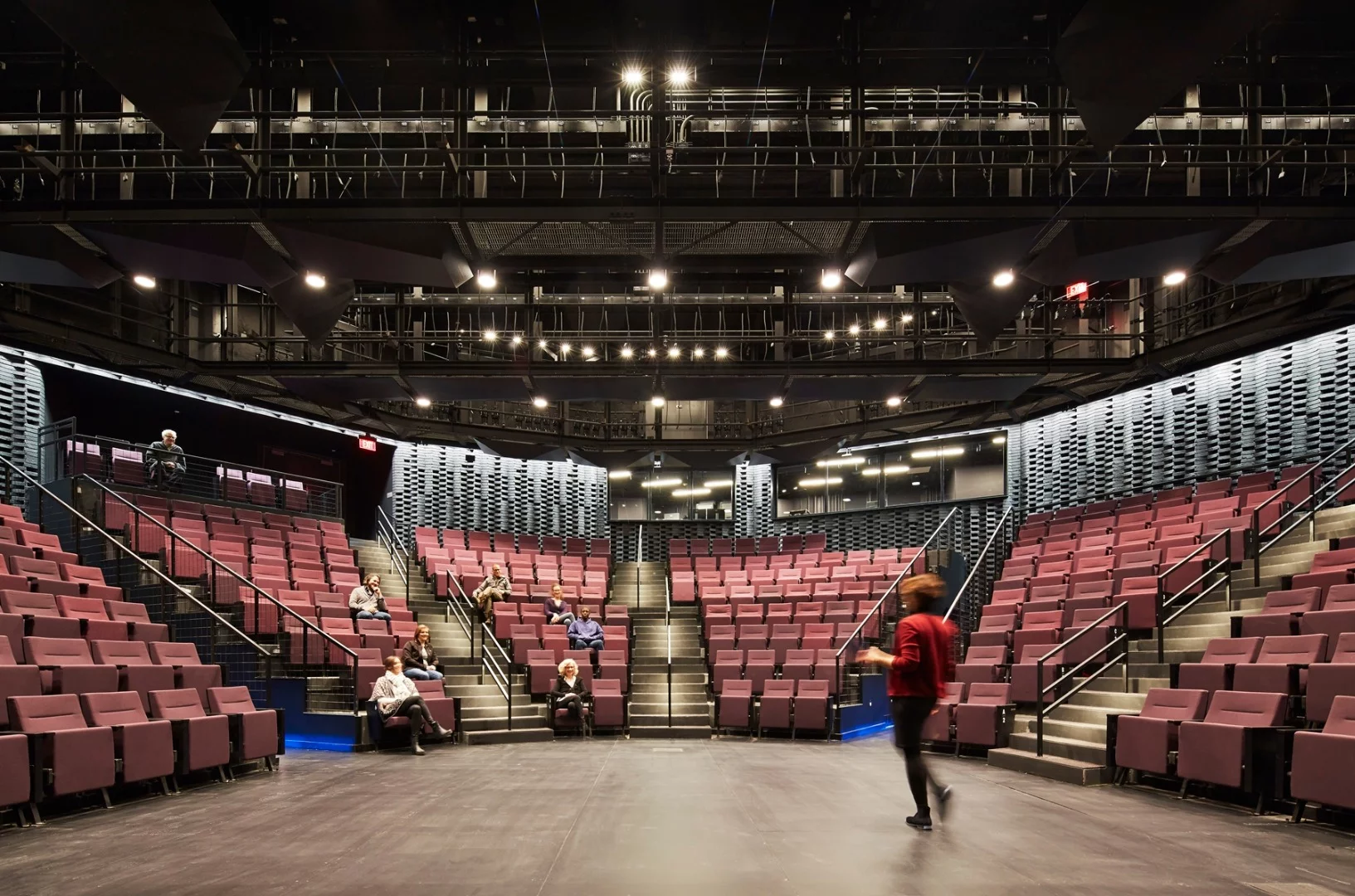 The Writers Theatre has a heating, ventilating, and air conditioning (HVAC) that employs a displacement ventilation approach to deliver air from behind auditorium seats