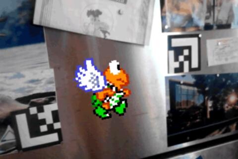 The turtle jumps between the marker tags (Photo: LZRTAG)