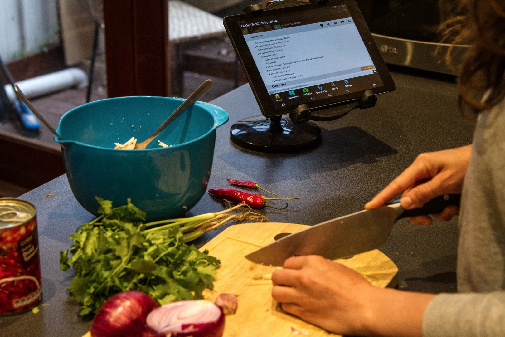 Using the tablet while cooking is as straightforward as you'd expect