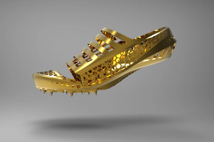 The prototype athlete-specific sprint shoe created by Luc Fusaro using 3D printing technology