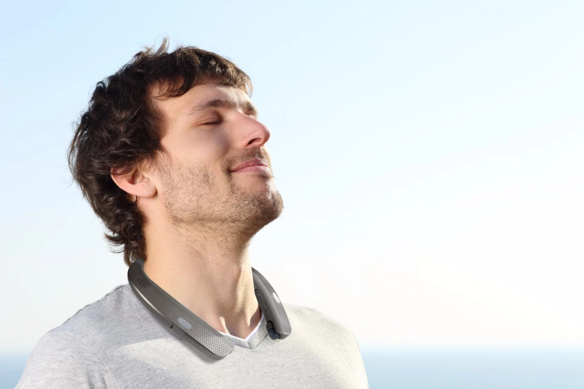LG Tone Studio is a Bluetooth surround sound system in a neckband