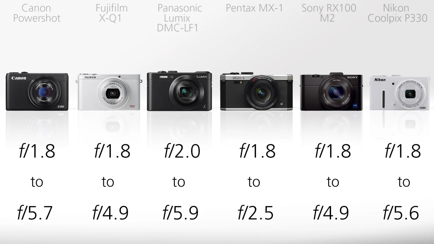 None of the lenses on these cameras offer a fixed aperture and as such they all get slower the more you zoom