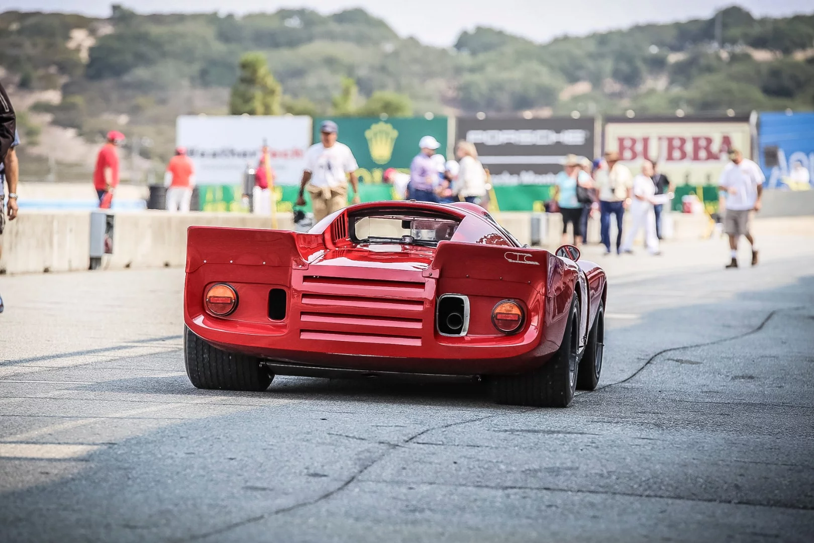 Backend of a Ferrari making its way to pit lane