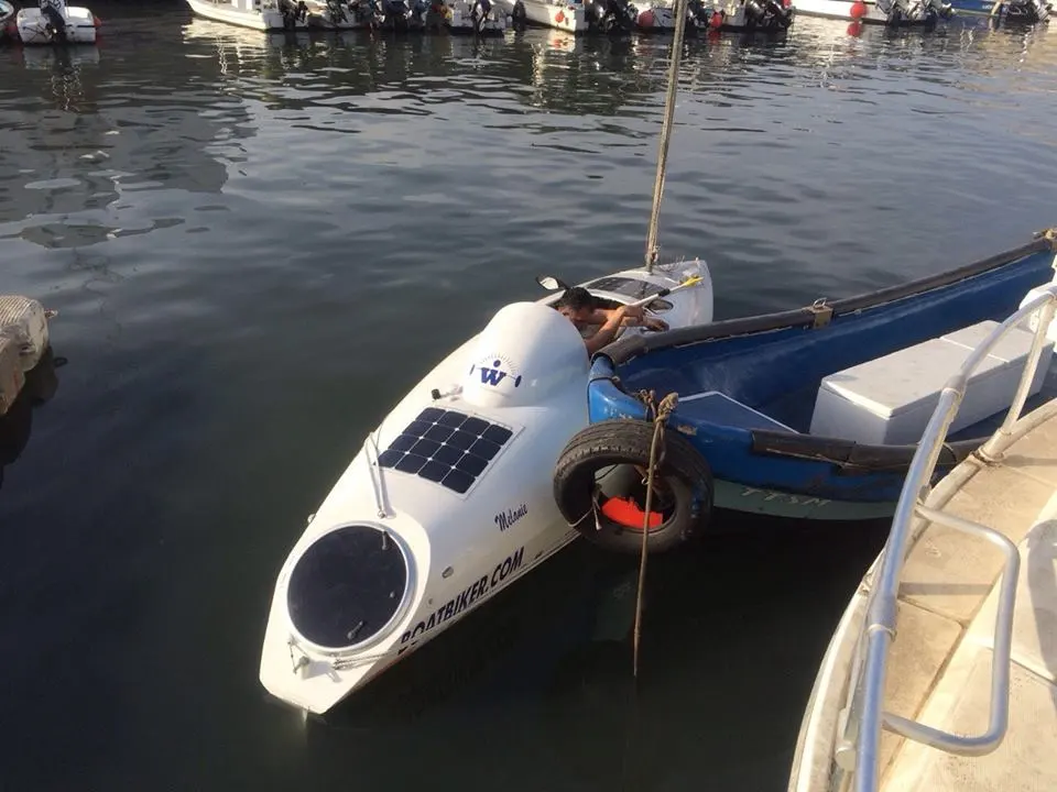Solar panels on Melanie's deck are used to power onboard items such as the desalinator, navigation lights, and satellite phone