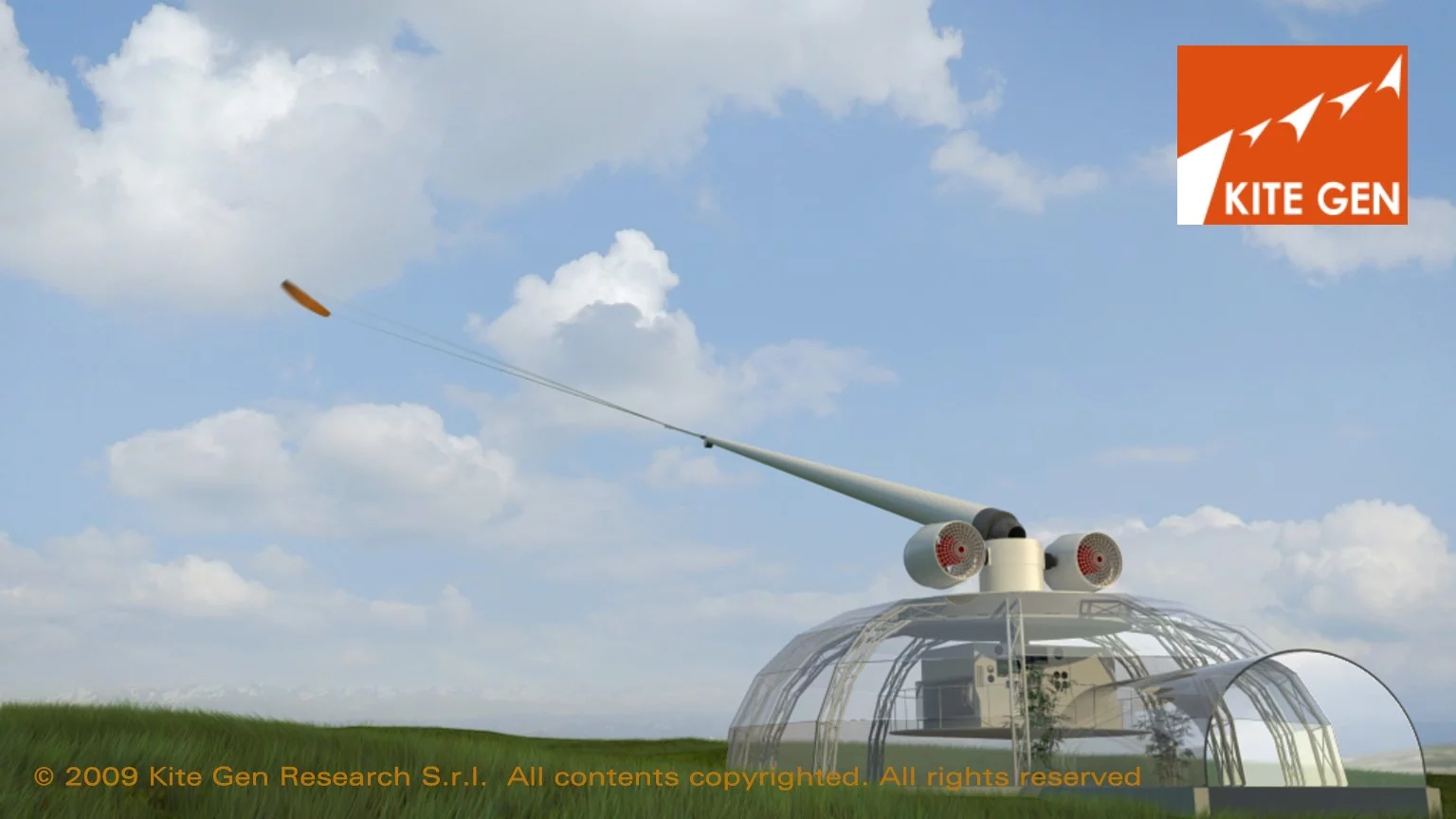 KiteGen Stem with machinery dome (Image: KiteGen)