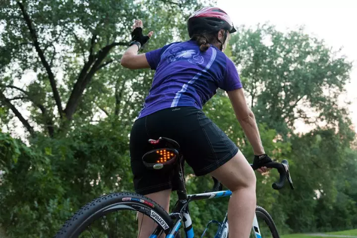 The TurnCycle combines a gesture-sensing bracelet and an LED display