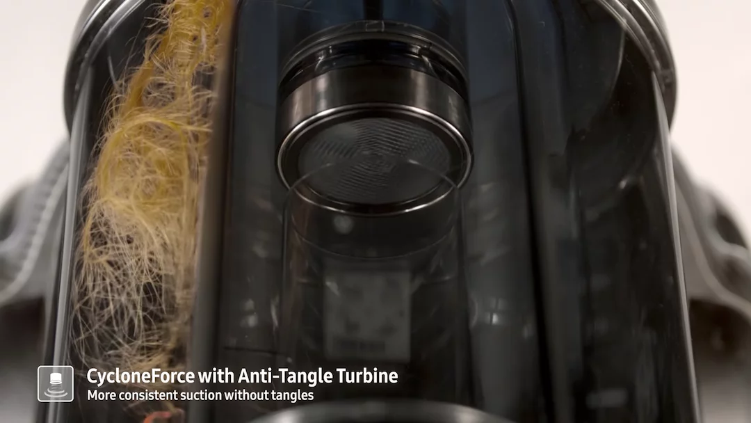 Samsung has developed a new turbine for its vacuum cleaners, which keeps hair from tangling around the grille