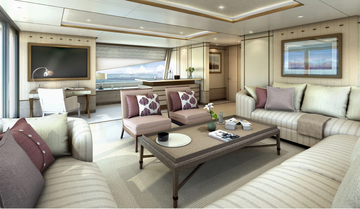 The Azimut Grande 140 Trideck interior