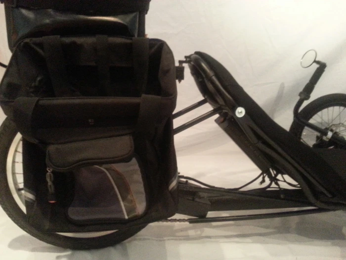 Also included are saddle packs which can be fitted to the battery pack for storage