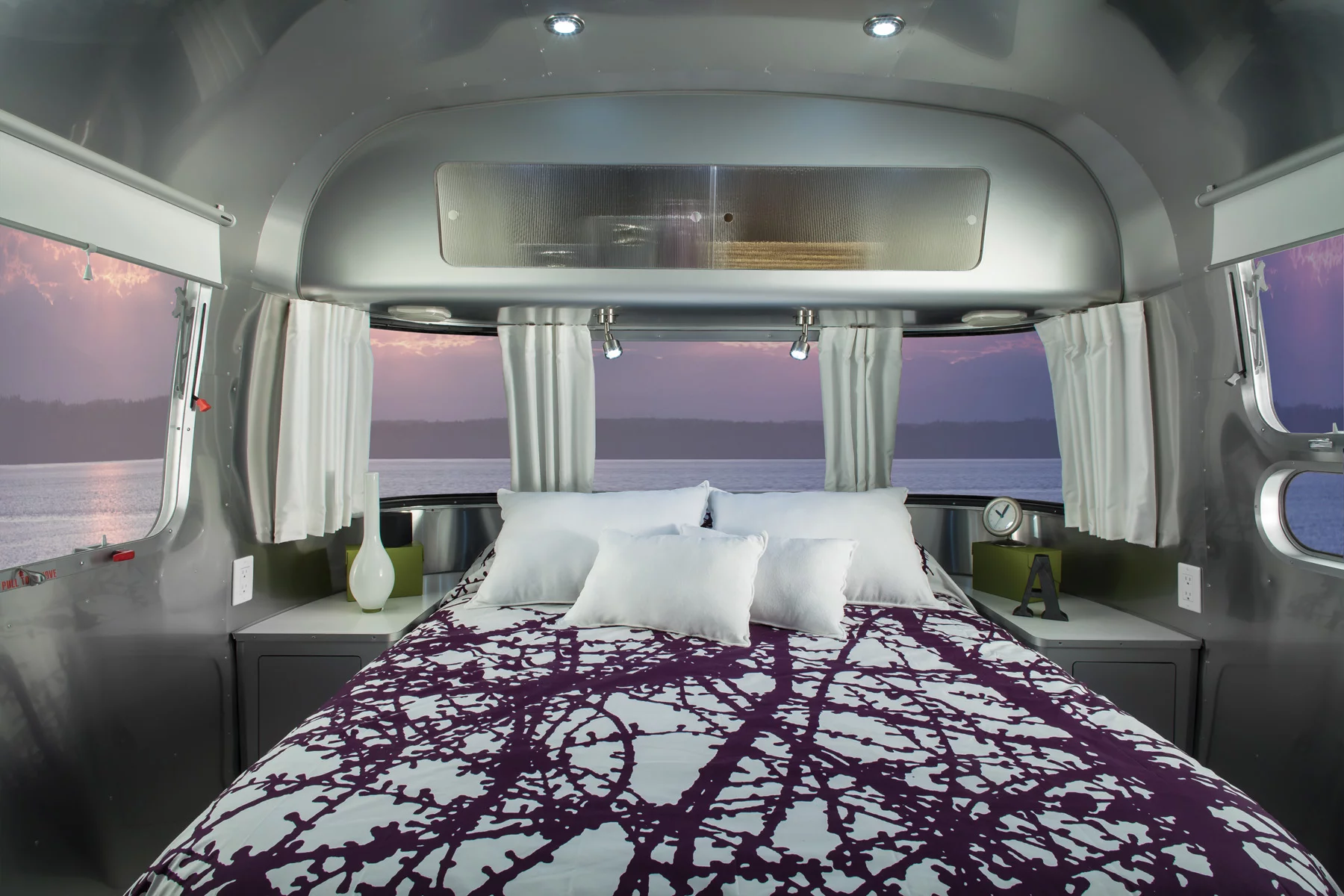Aluminum adorns surfaces all over the International Sterling interior