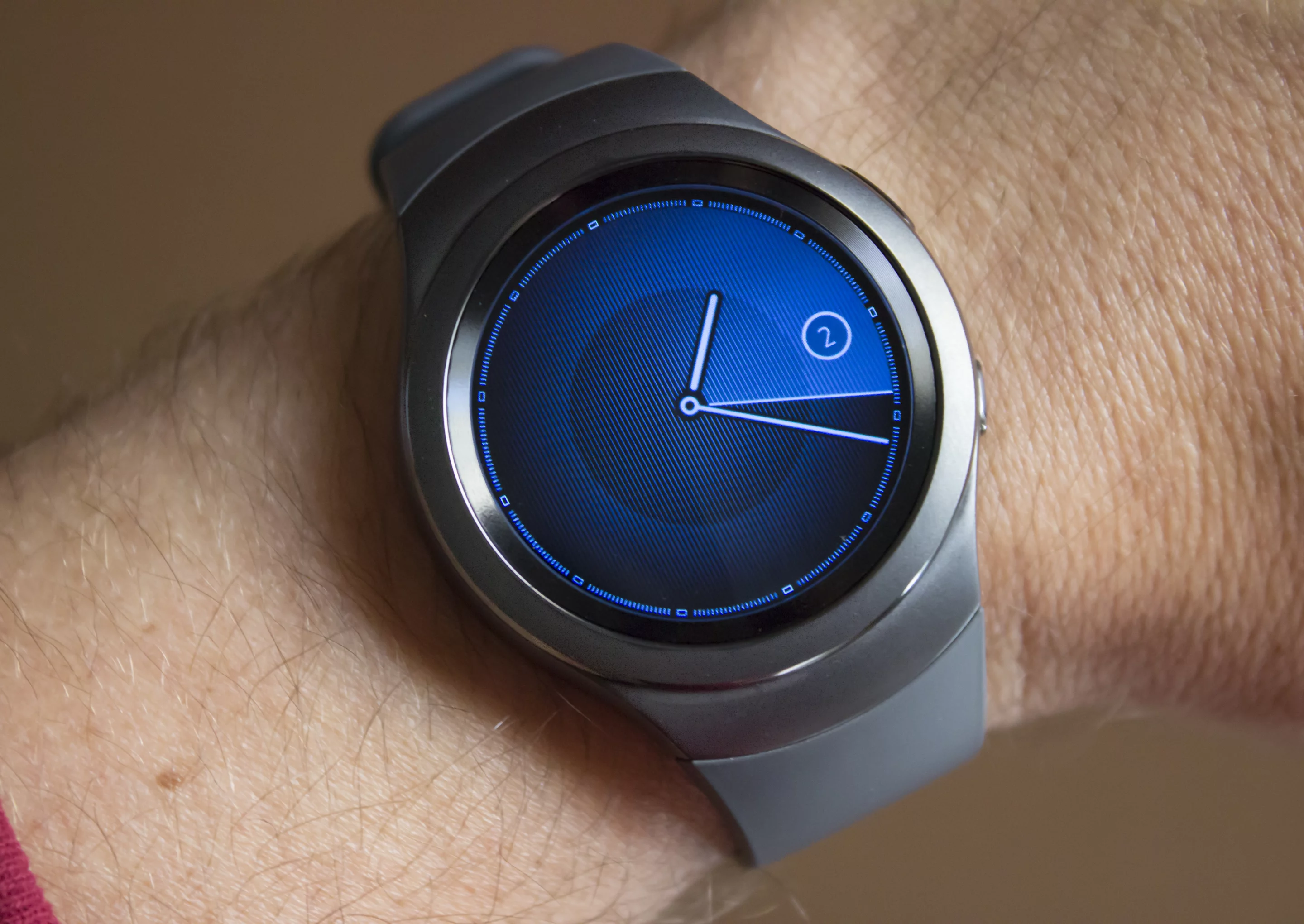 The Gear S2's 1.2-inch, 360 x 360 display