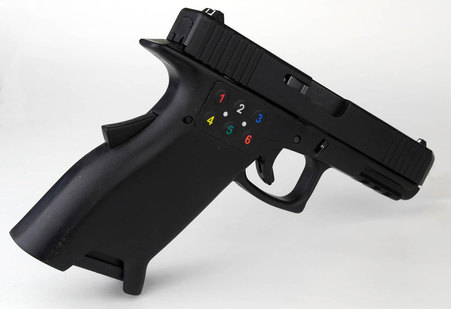 PINcontrolled selflocking gun has safety in its sights