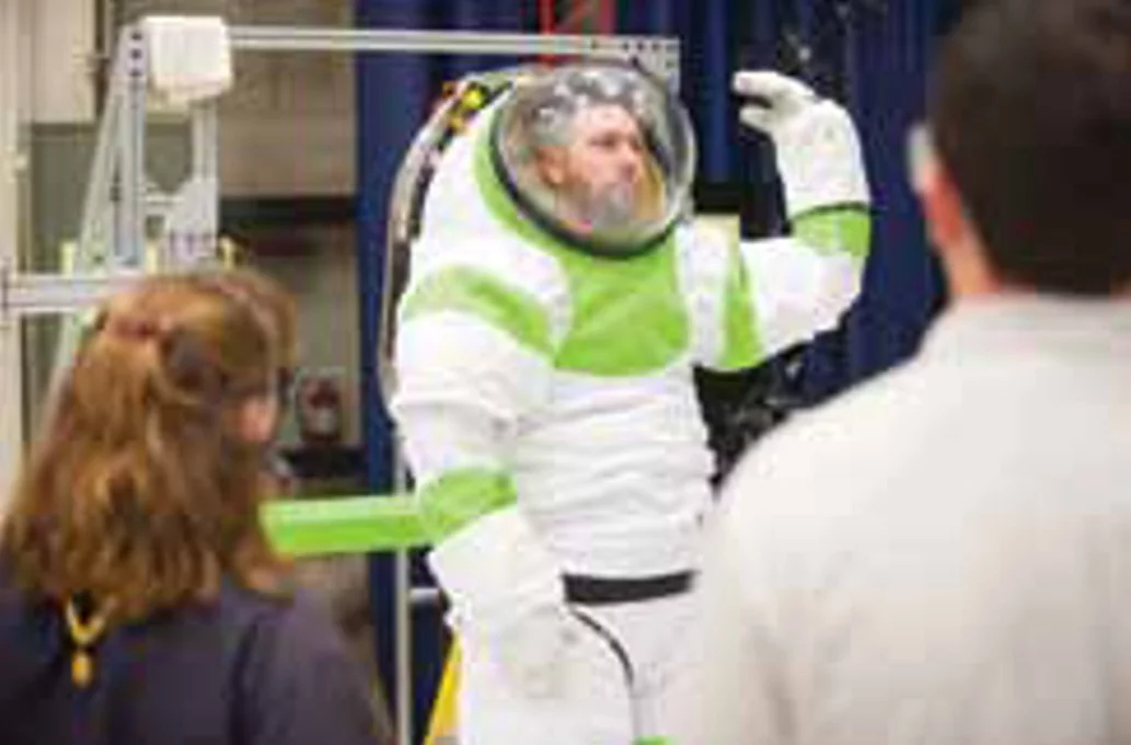 The Z-1 space suit has new joint bearing for greater mobility