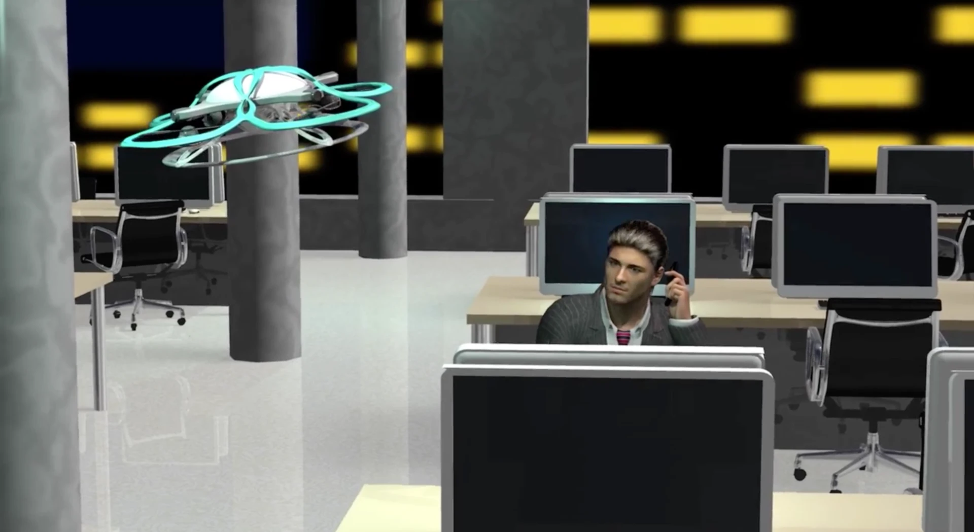 Japanese companies have unveiled the T-FREND, a drone that flies around offices at knock-off time and annoys studious staff into going home