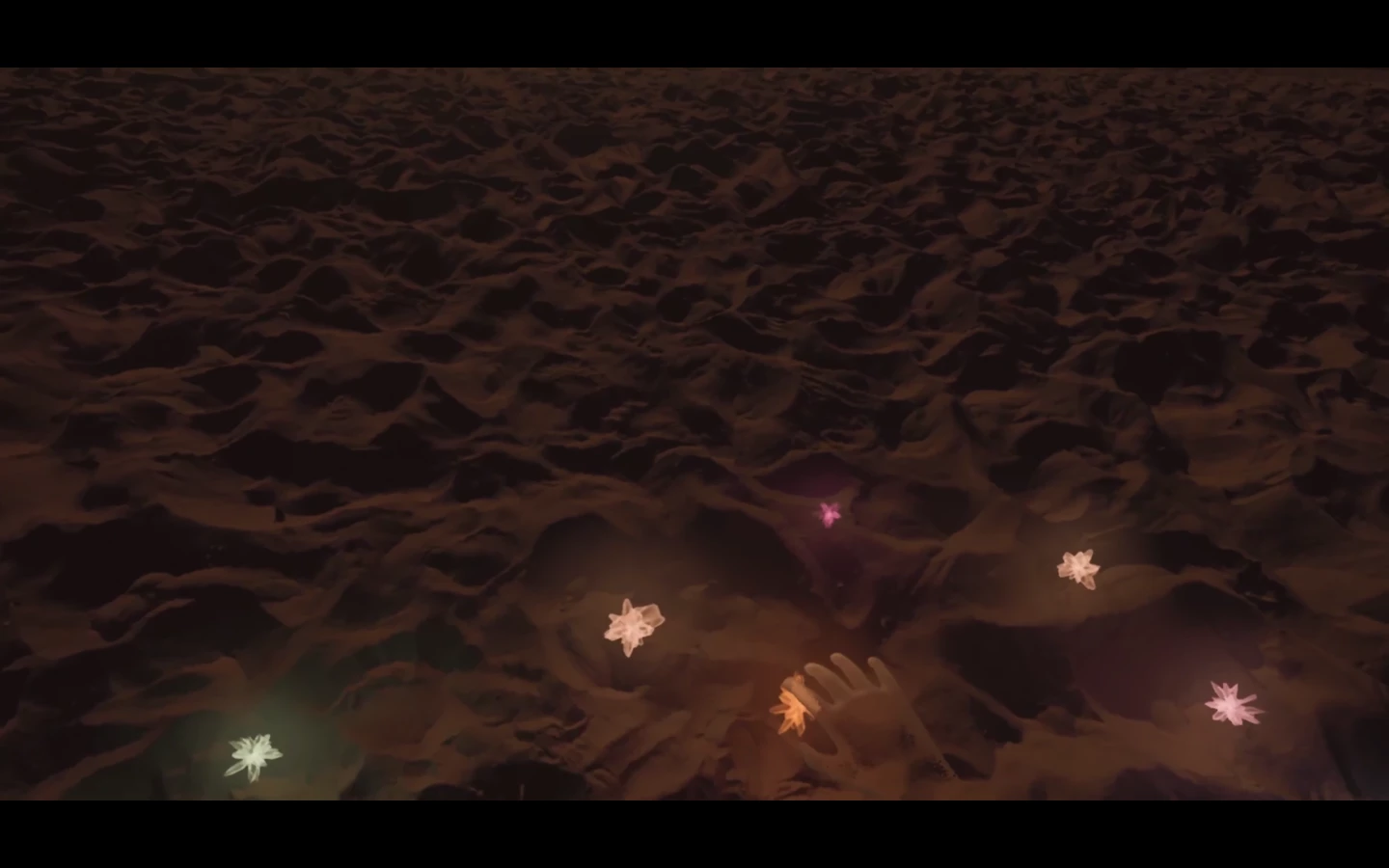 The anchoring part of the VR protocol attaches psychedelic insights to jewels on a beach