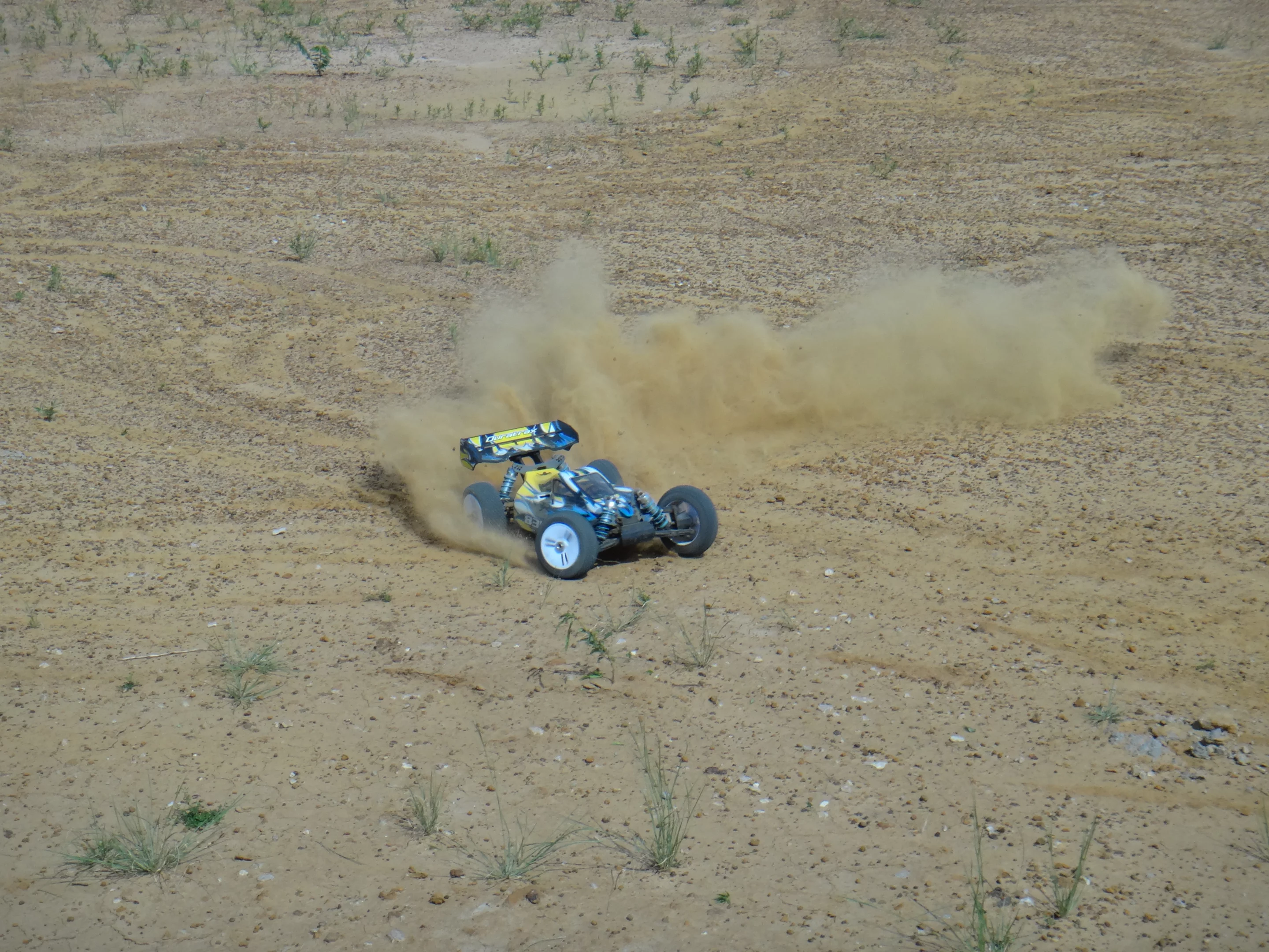 The buggy performed almost as well as it did on the pavement, except the tires would spin a bit longer when fully squeezing the accelerator