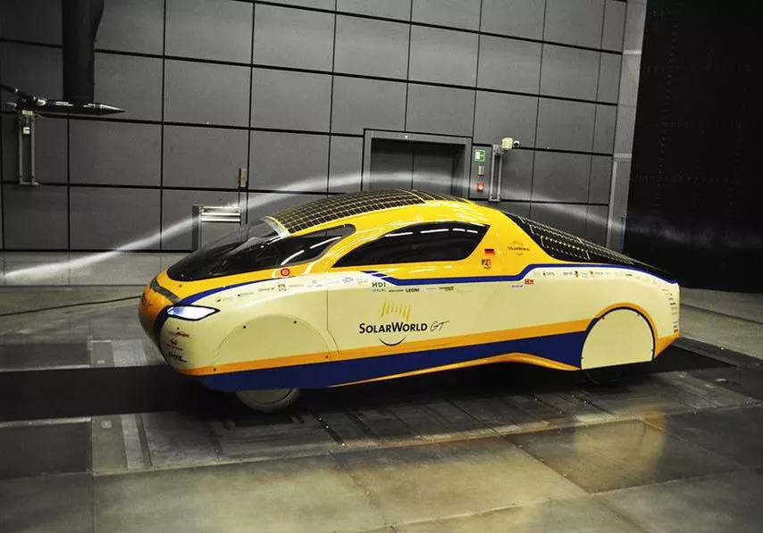 The SolarWorld GT in a wind tunnel test