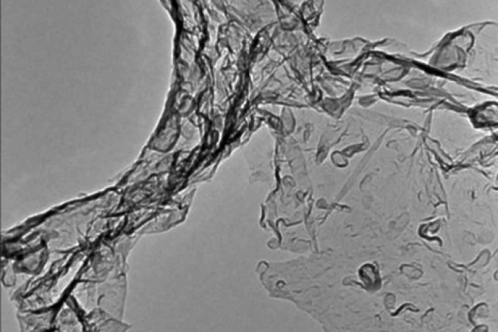 Transmission electron microscopy image of carbon nitride created by the reaction of carbon dioxide and Li3N