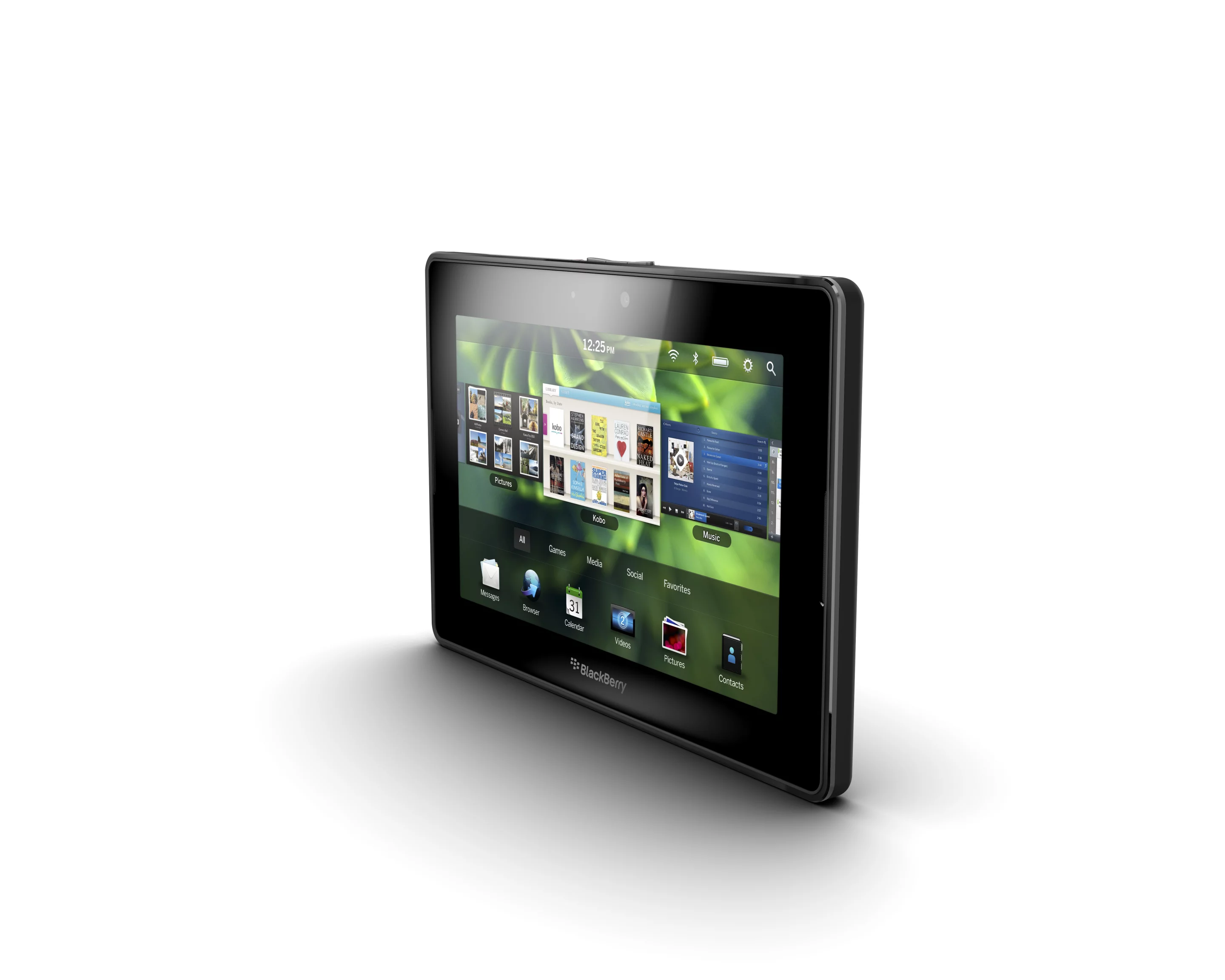 The Playbook has a 7-inch, 1024 x 600 resolution, WSVGA capacitive LCD touch screen capable of high resolution video playback